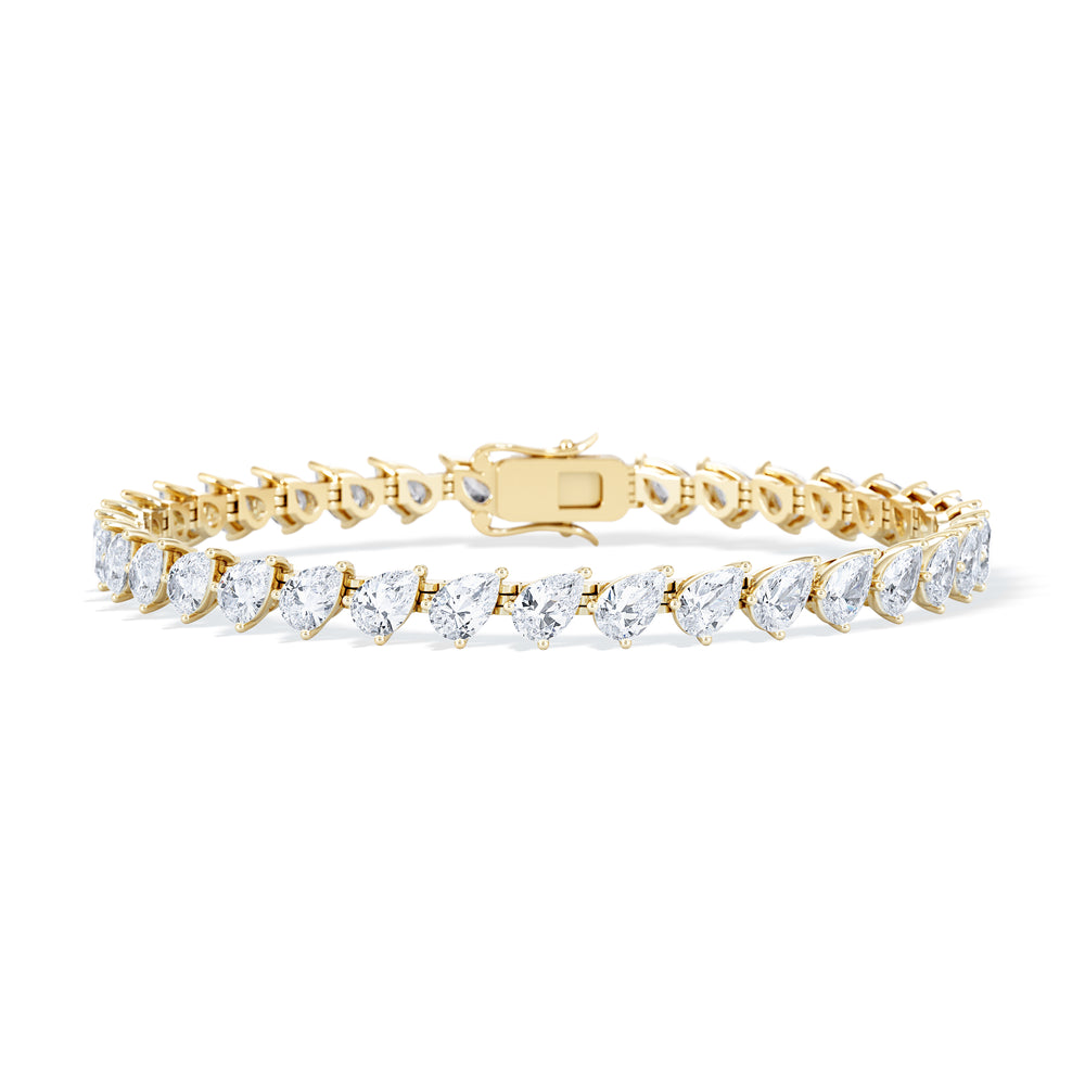 LUXE 8.00ct Lab Diamond Tennis Bracelet with IGI Certified Pear-Cut Diamonds in 18K Yellow Gold