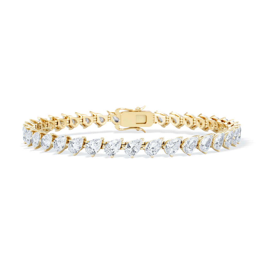 LUXE 8.00ct Lab Diamond Tennis Bracelet with IGI Certified Pear-Cut Diamonds in 18K Yellow Gold