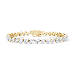 LUXE 8.00ct Lab Diamond Tennis Bracelet with IGI Certified Pear-Cut Diamonds in 18K Yellow Gold