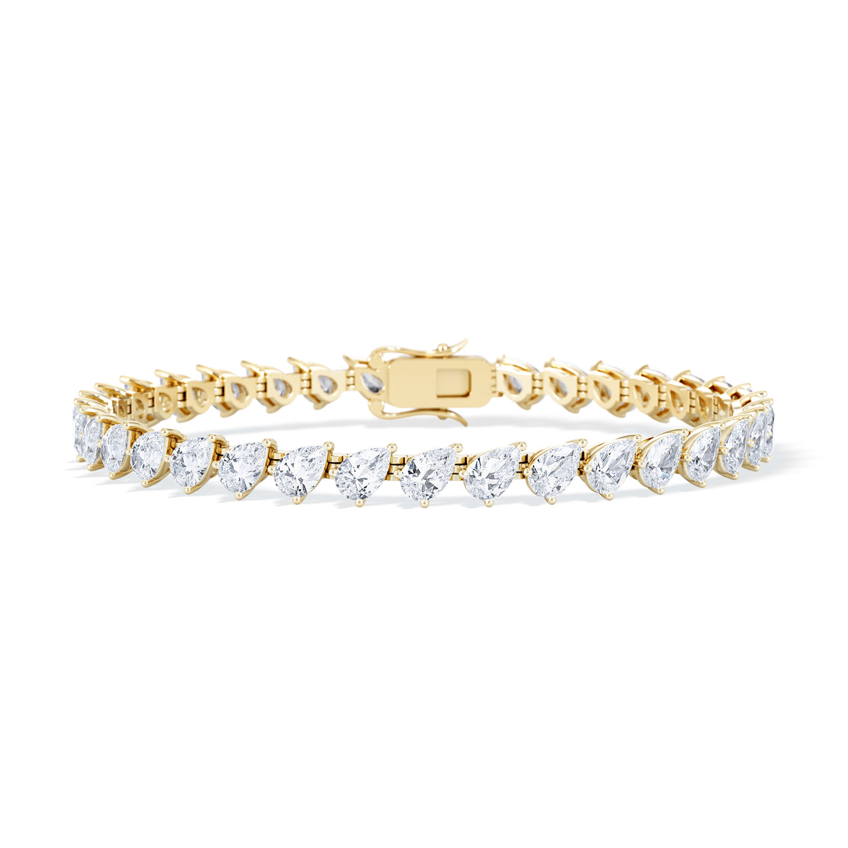 LUXE 8.00ct Lab Diamond Tennis Bracelet with IGI Certified Pear-Cut Diamonds in 18K Yellow Gold