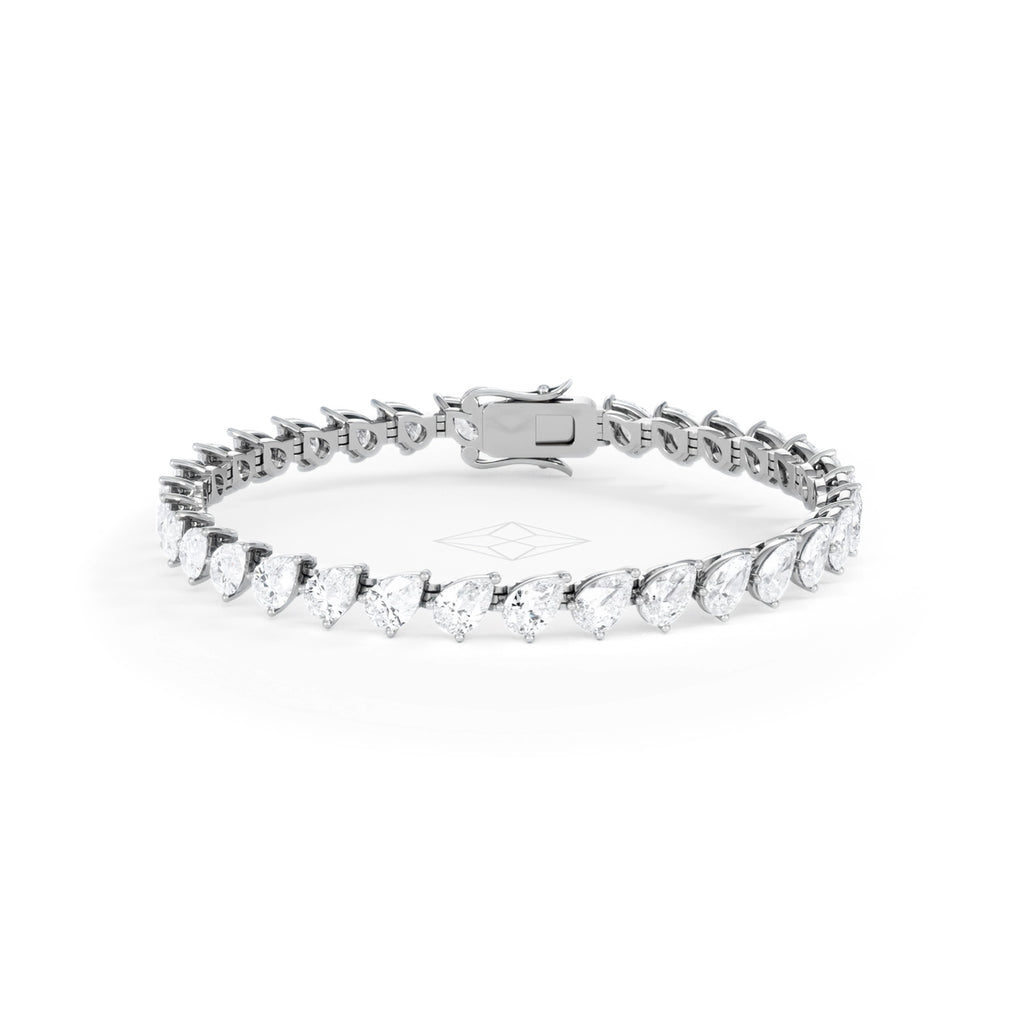 LUXE 11.00ct Lab Diamond Tennis Bracelet with IGI Certified Pear-Cut Diamonds in 18K White Gold
