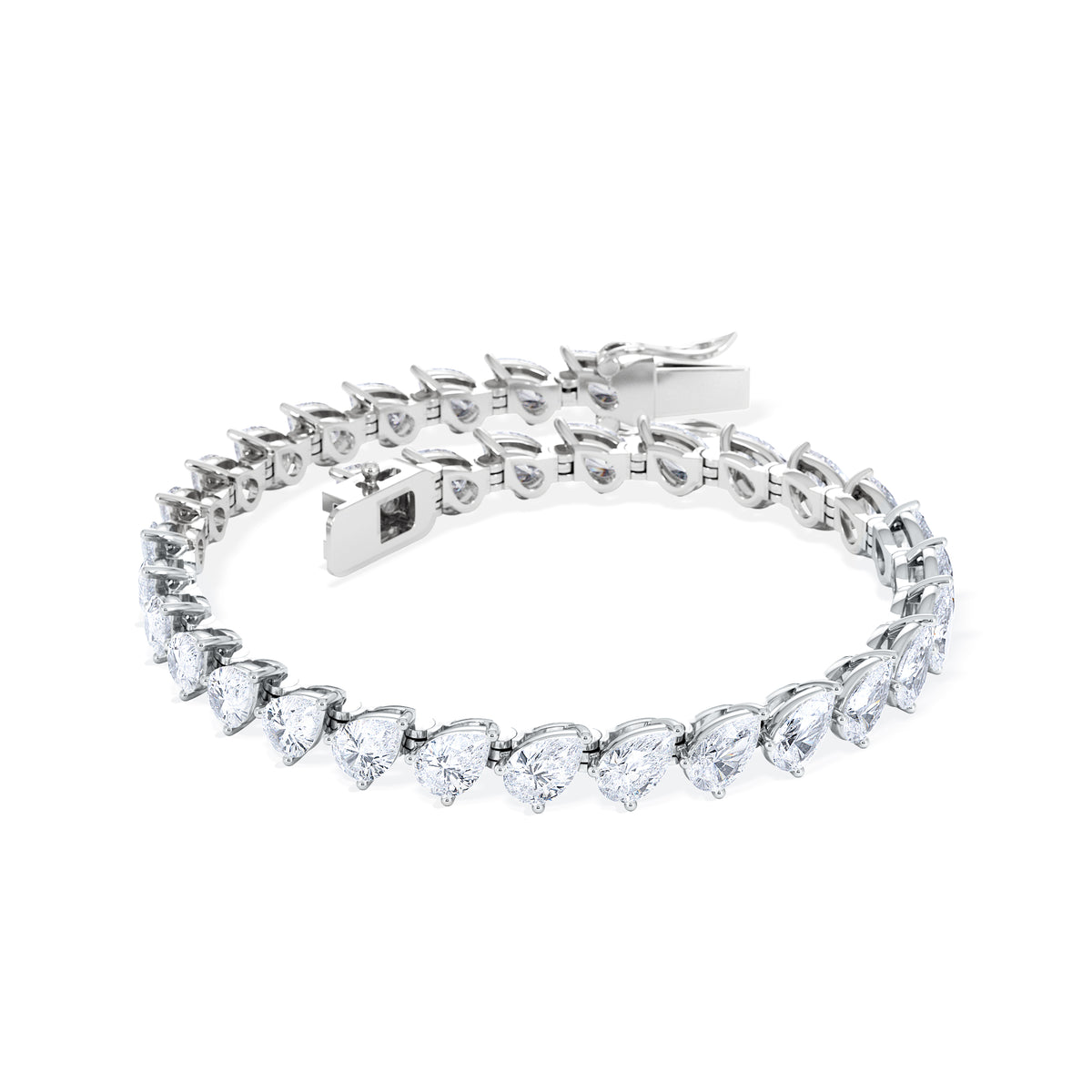 LUXE 11.00ct Lab Diamond Tennis Bracelet with IGI Certified Pear-Cut Diamonds in 18K White Gold