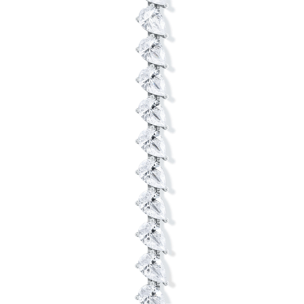 LUXE 11.00ct Lab Diamond Tennis Bracelet with IGI Certified Pear-Cut Diamonds in 18K White Gold
