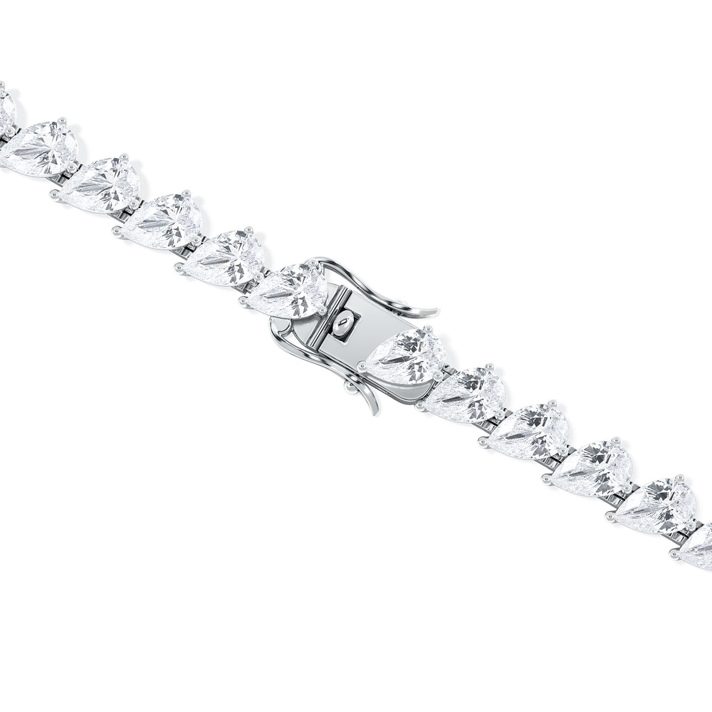LUXE 11.00ct Lab Diamond Tennis Bracelet with IGI Certified Pear-Cut Diamonds in 18K White Gold
