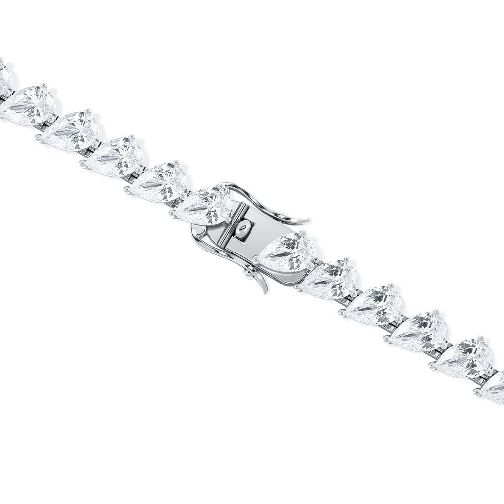 LUXE 11.00ct Lab Diamond Tennis Bracelet with IGI Certified Pear-Cut Diamonds in 18K White Gold