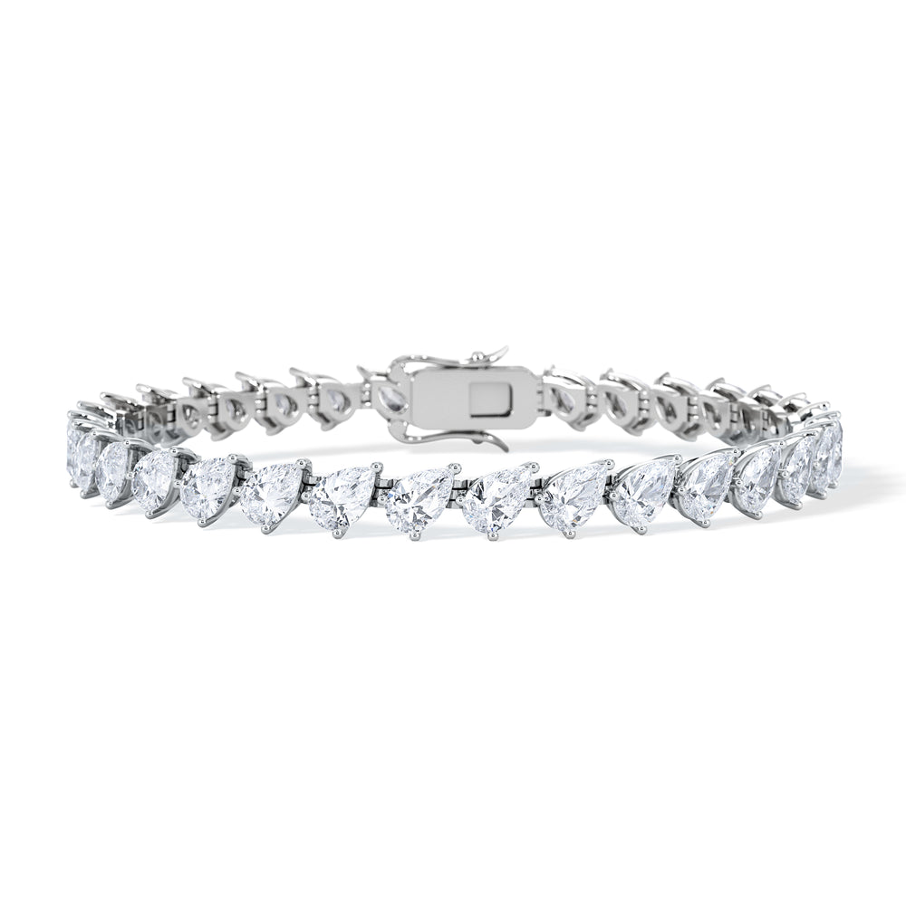 LUXE 11.00ct Lab Diamond Tennis Bracelet with IGI Certified Pear-Cut Diamonds in 18K White Gold