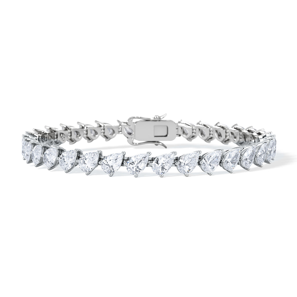 LUXE 11.00ct Lab Diamond Tennis Bracelet with IGI Certified Pear-Cut Diamonds in 18K White Gold