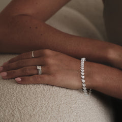 LUXE 11.00ct Lab Diamond Tennis Bracelet with IGI Certified Pear-Cut Diamonds in 18K White Gold