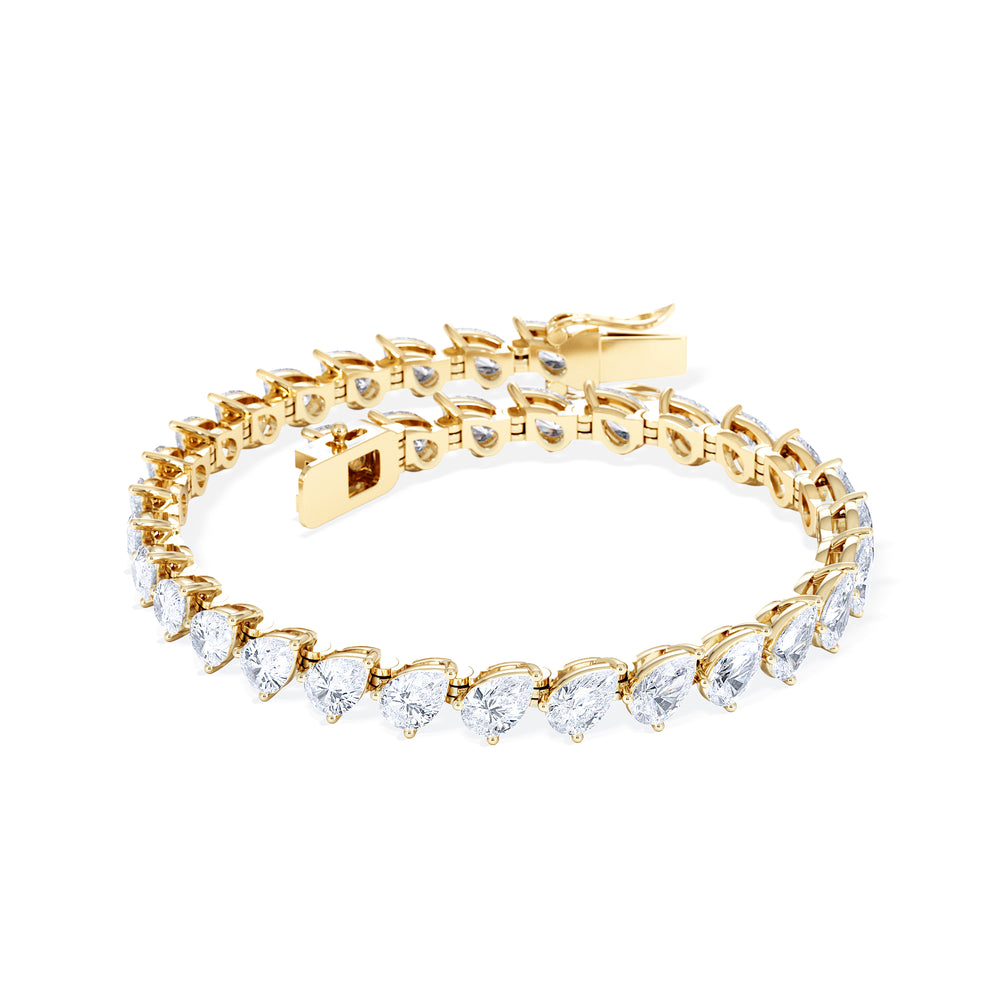 LUXE 11.00ct Lab Diamond Tennis Bracelet with IGI Certified Pear-Cut Diamonds in 18K Yellow Gold