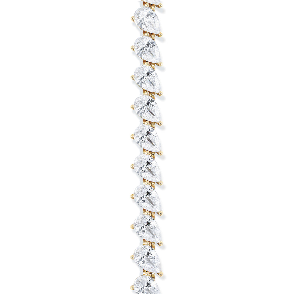 LUXE 11.00ct Lab Diamond Tennis Bracelet with IGI Certified Pear-Cut Diamonds in 18K Yellow Gold