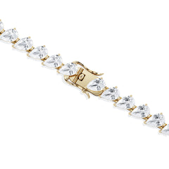 LUXE 11.00ct Lab Diamond Tennis Bracelet with IGI Certified Pear-Cut Diamonds in 18K Yellow Gold