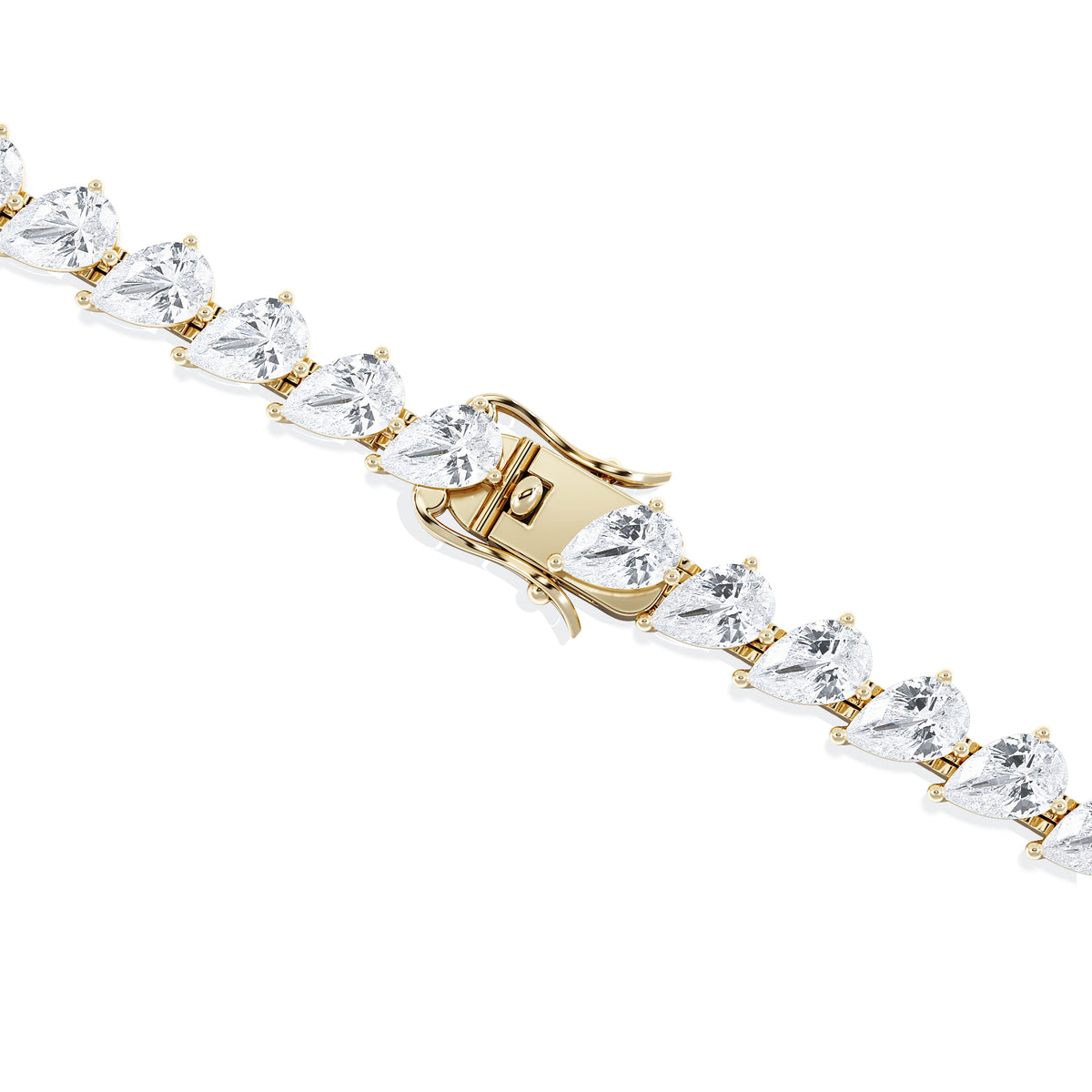 LUXE 11.00ct Lab Diamond Tennis Bracelet with IGI Certified Pear-Cut Diamonds in 18K Yellow Gold