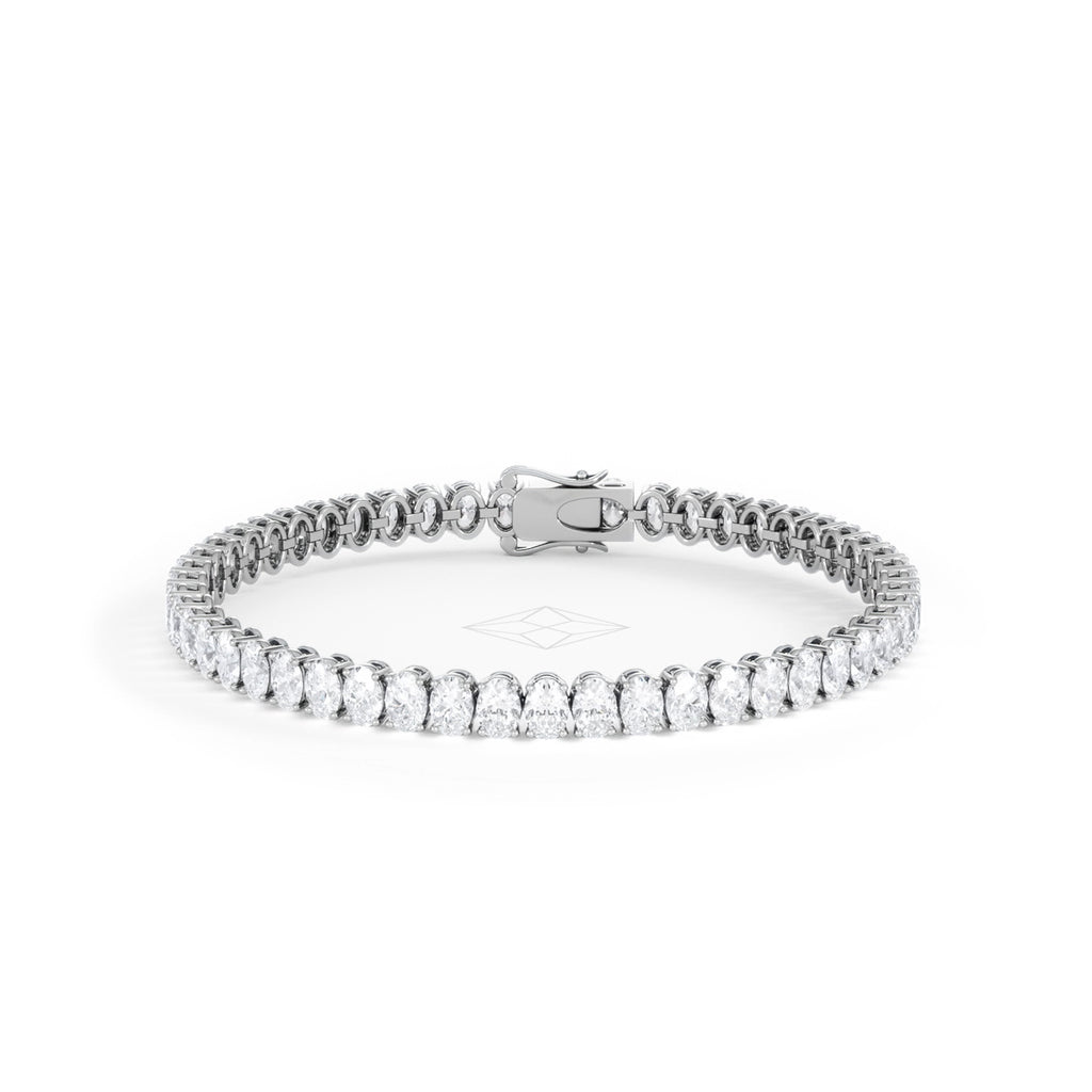 LUXE 10.00ct Lab Diamond Tennis Bracelet with IGI Certified Oval-Cut Diamonds in 18K White Gold
