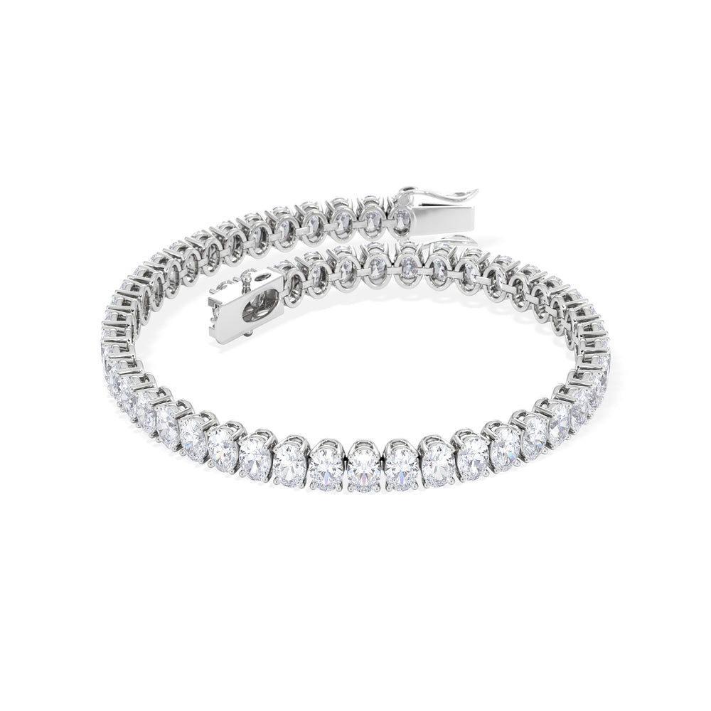 LUXE 10.00ct Lab Diamond Tennis Bracelet with IGI Certified Oval-Cut Diamonds in 18K White Gold
