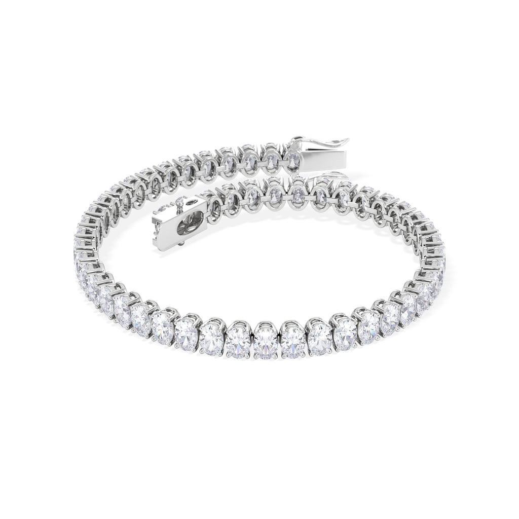LUXE 10.00ct Lab Diamond Tennis Bracelet with IGI Certified Oval-Cut Diamonds in 18K White Gold