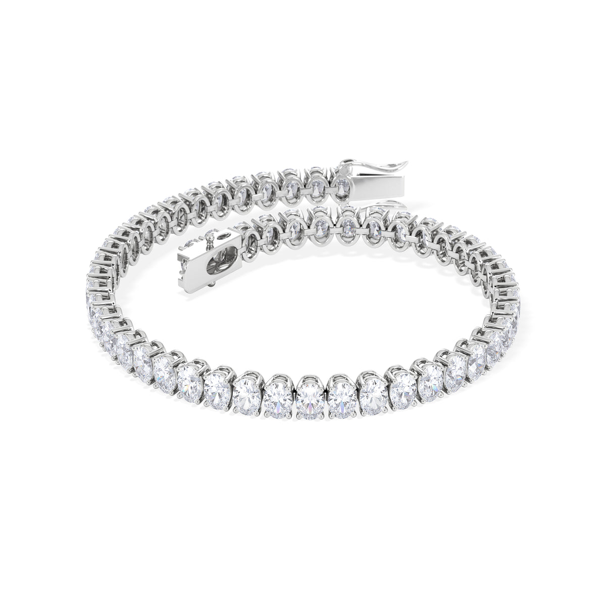 LUXE 10.00ct Lab Diamond Tennis Bracelet with IGI Certified Oval-Cut Diamonds in 18K White Gold