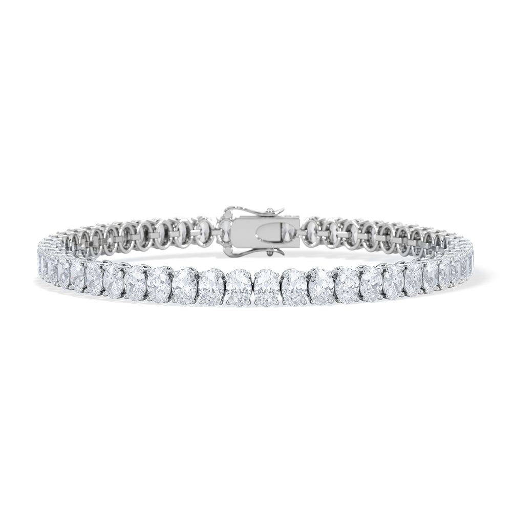 LUXE 10.00ct Lab Diamond Tennis Bracelet with IGI Certified Oval-Cut Diamonds in 18K White Gold