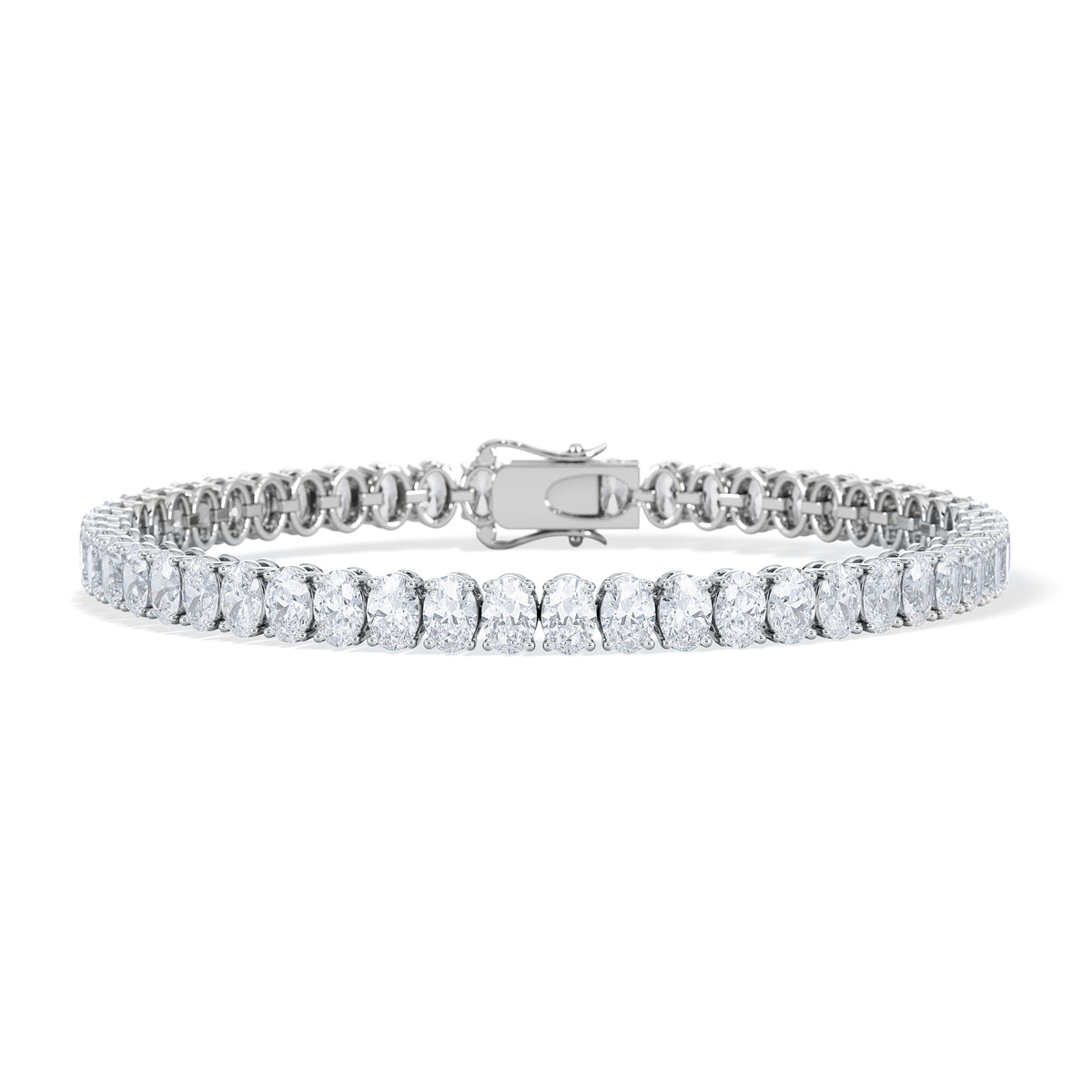 LUXE 10.00ct Lab Diamond Tennis Bracelet with IGI Certified Oval-Cut Diamonds in 18K White Gold