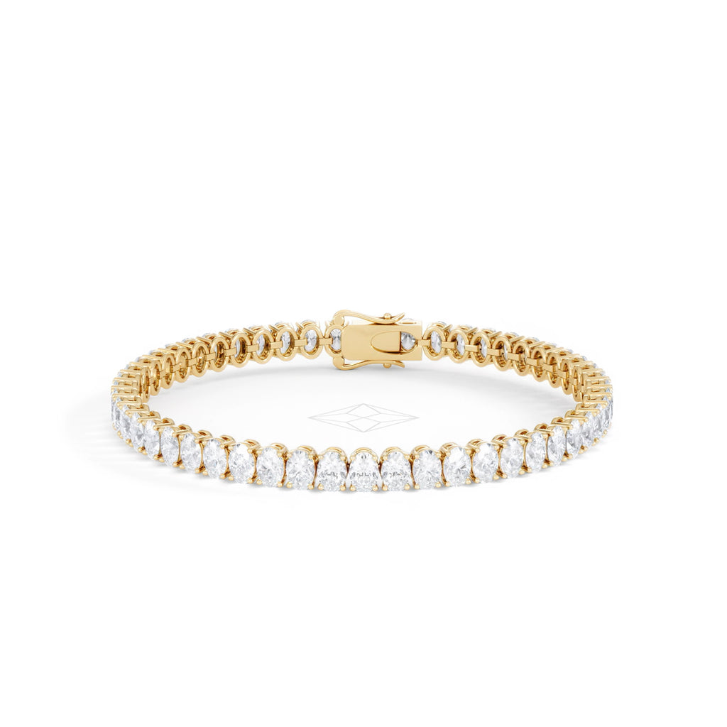 LUXE 10.00ct Lab Diamond Tennis Bracelet with IGI Certified Oval-Cut Diamonds in 18K Yellow Gold