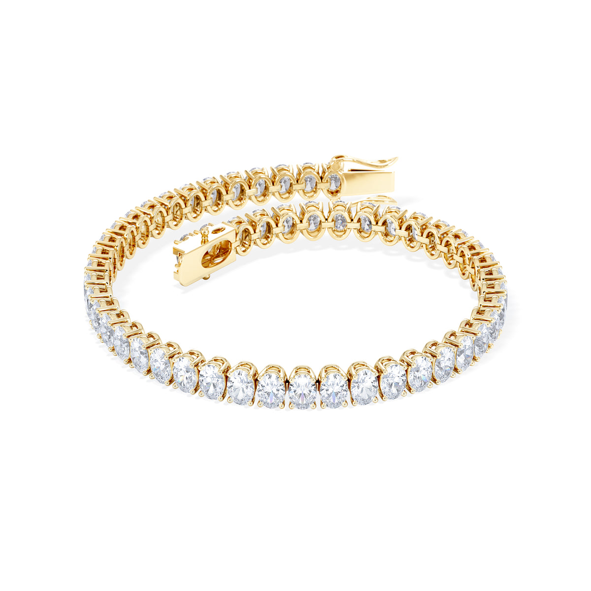 LUXE 10.00ct Lab Diamond Tennis Bracelet with IGI Certified Oval-Cut Diamonds in 18K Yellow Gold