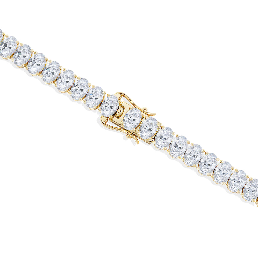 LUXE 10.00ct Lab Diamond Tennis Bracelet with IGI Certified Oval-Cut Diamonds in 18K Yellow Gold