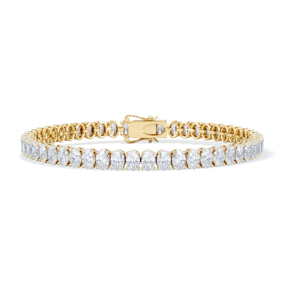 LUXE 10.00ct Lab Diamond Tennis Bracelet with IGI Certified Oval-Cut Diamonds in 18K Yellow Gold