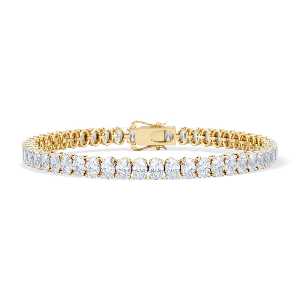 LUXE 10.00ct Lab Diamond Tennis Bracelet with IGI Certified Oval-Cut Diamonds in 18K Yellow Gold