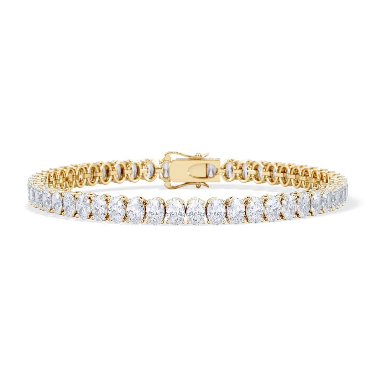 LUXE 10.00ct Lab Diamond Tennis Bracelet with IGI Certified Oval-Cut Diamonds in 18K Yellow Gold