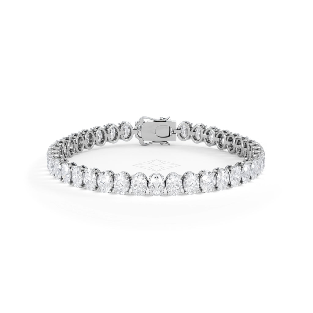 LUXE 15.00ct Lab Diamond Tennis Bracelet with IGI Certified Oval-Cut Diamonds in 18K White Gold