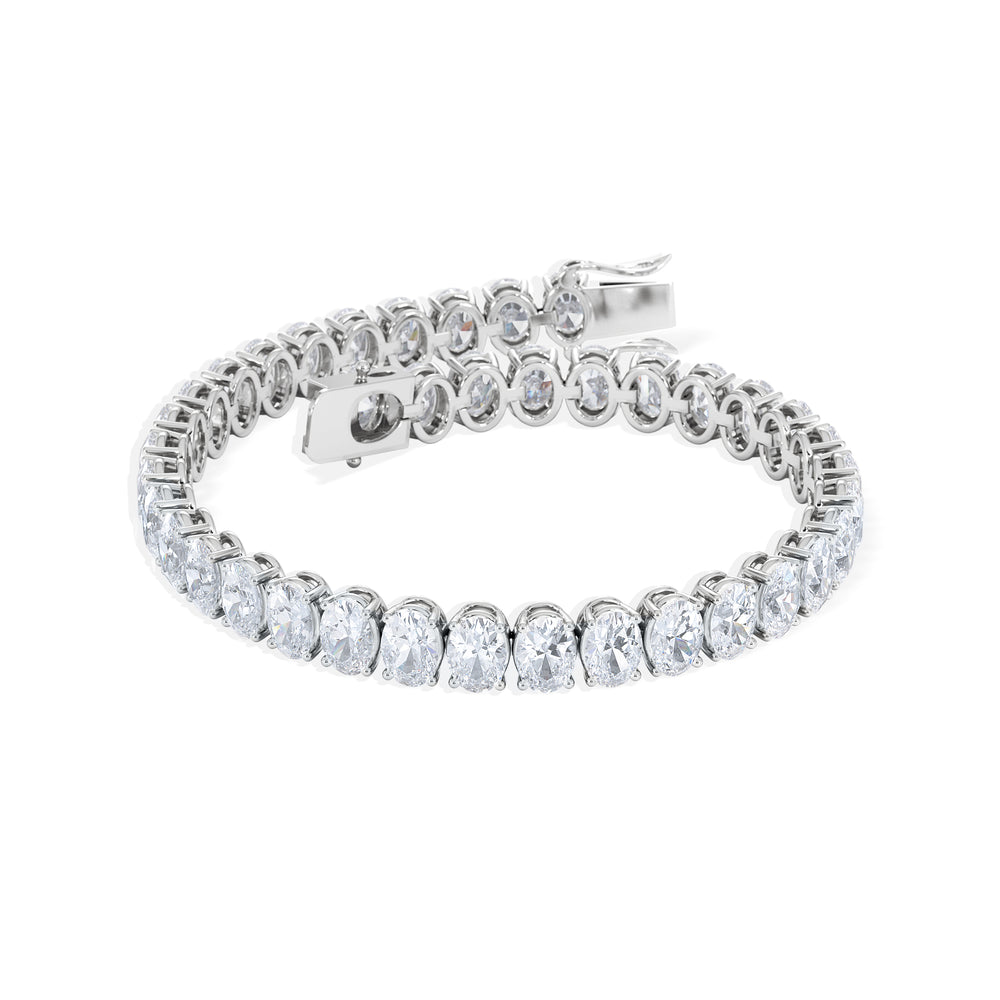 LUXE 15.00ct Lab Diamond Tennis Bracelet with IGI Certified Oval-Cut Diamonds in 18K White Gold