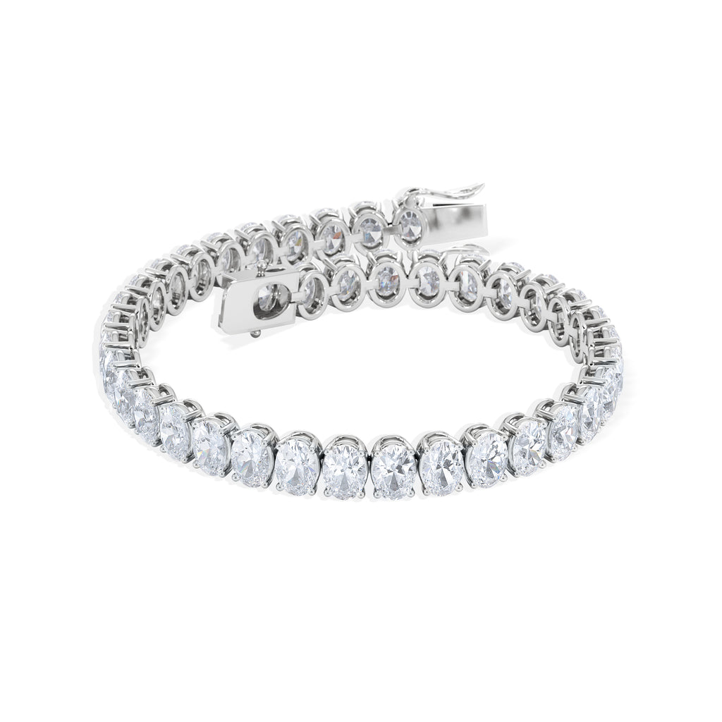 LUXE 15.00ct Lab Diamond Tennis Bracelet with IGI Certified Oval-Cut Diamonds in 18K White Gold