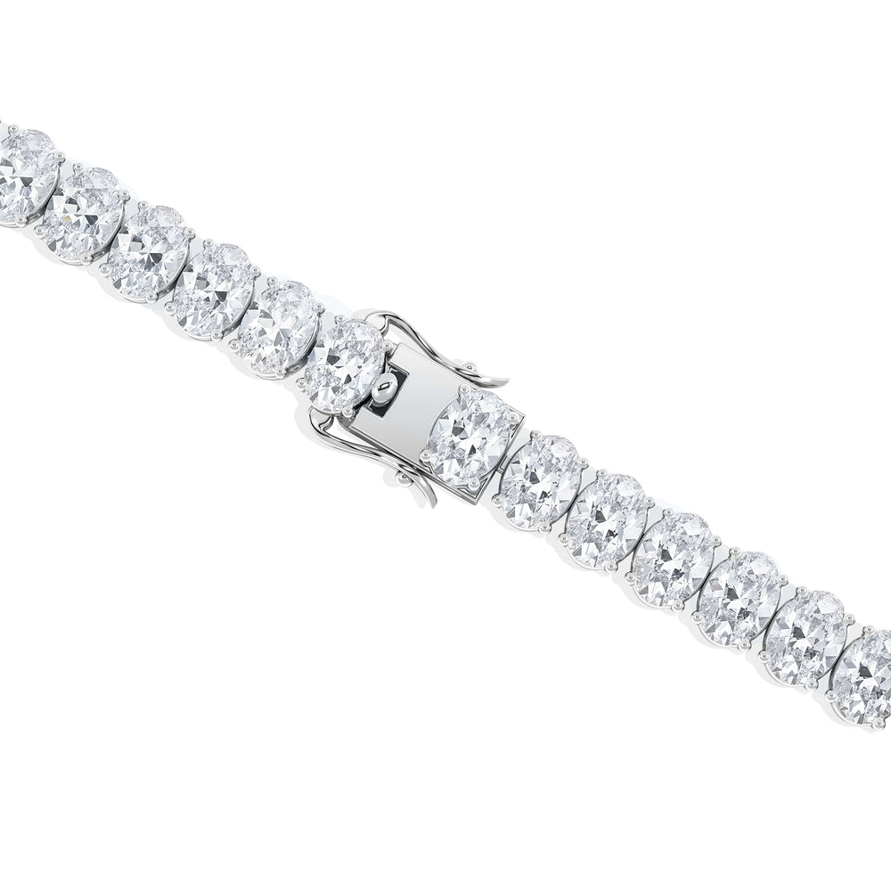 LUXE 15.00ct Lab Diamond Tennis Bracelet with IGI Certified Oval-Cut Diamonds in 18K White Gold