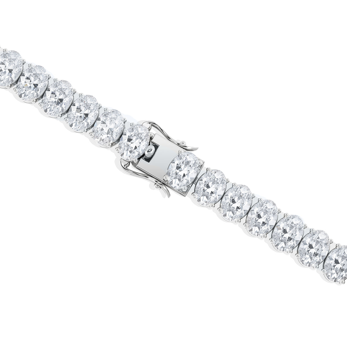 LUXE 15.00ct Lab Diamond Tennis Bracelet with IGI Certified Oval-Cut Diamonds in 18K White Gold