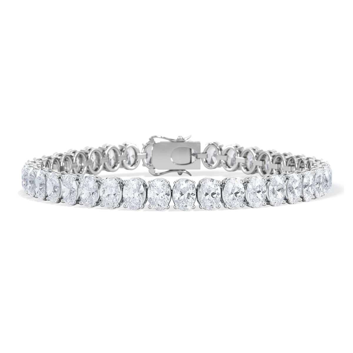 LUXE 15.00ct Lab Diamond Tennis Bracelet with IGI Certified Oval-Cut Diamonds in 18K White Gold