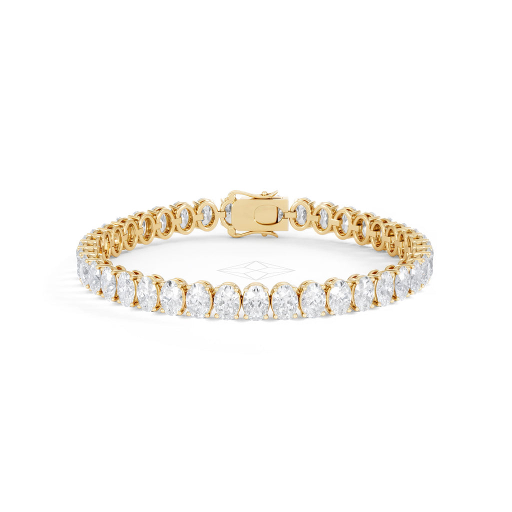 LUXE 15.00ct Lab Diamond Tennis Bracelet with IGI Certified Oval-Cut Diamonds in 18K Yellow Gold