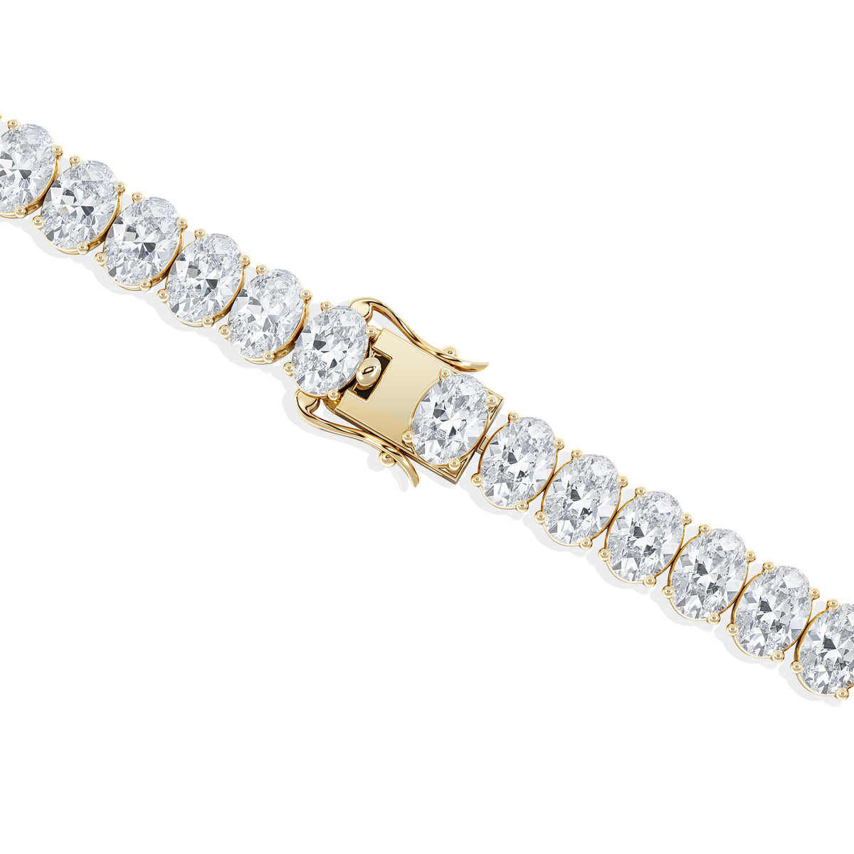 LUXE 15.00ct Lab Diamond Tennis Bracelet with IGI Certified Oval-Cut Diamonds in 18K Yellow Gold