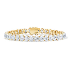 LUXE 15.00ct Lab Diamond Tennis Bracelet with IGI Certified Oval-Cut Diamonds in 18K Yellow Gold