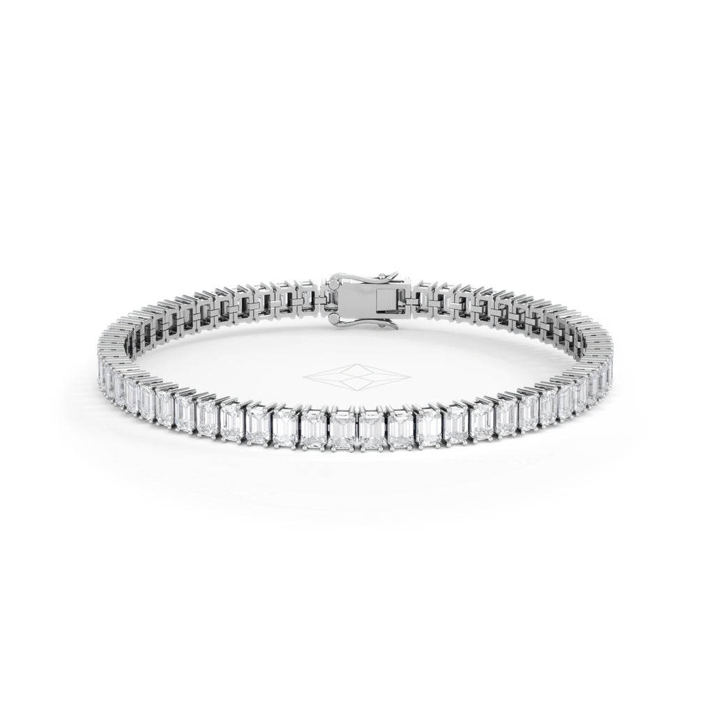 LUXE 12.00ct Lab Diamond Tennis Bracelet with IGI Certified Emerald-Cut Diamonds in 18K White Gold
