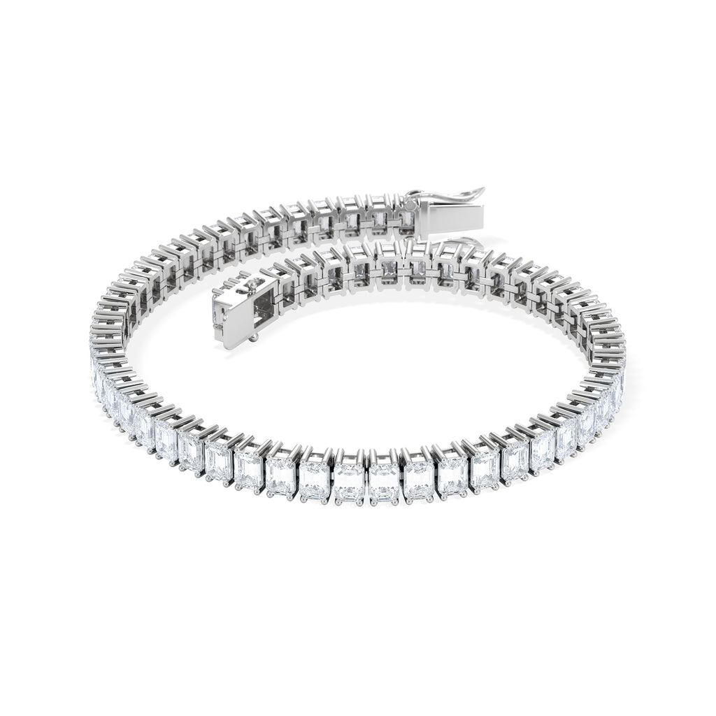 LUXE 12.00ct Lab Diamond Tennis Bracelet with IGI Certified Emerald-Cut Diamonds in 18K White Gold