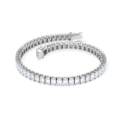 LUXE 12.00ct Lab Diamond Tennis Bracelet with IGI Certified Emerald-Cut Diamonds in 18K White Gold