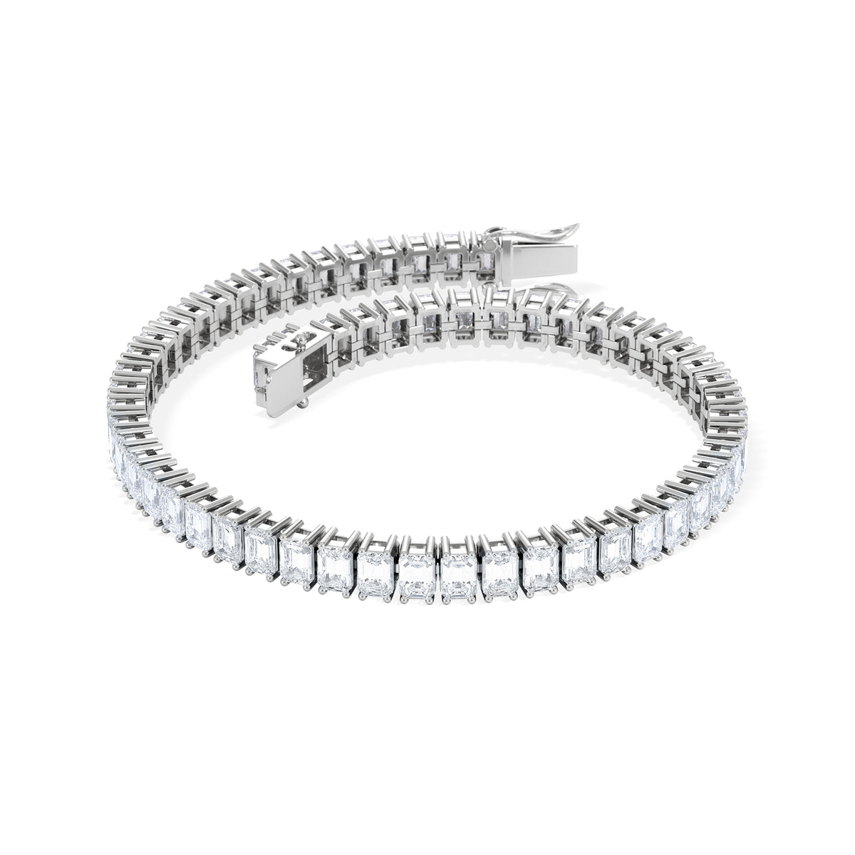 LUXE 12.00ct Lab Diamond Tennis Bracelet with IGI Certified Emerald-Cut Diamonds in 18K White Gold