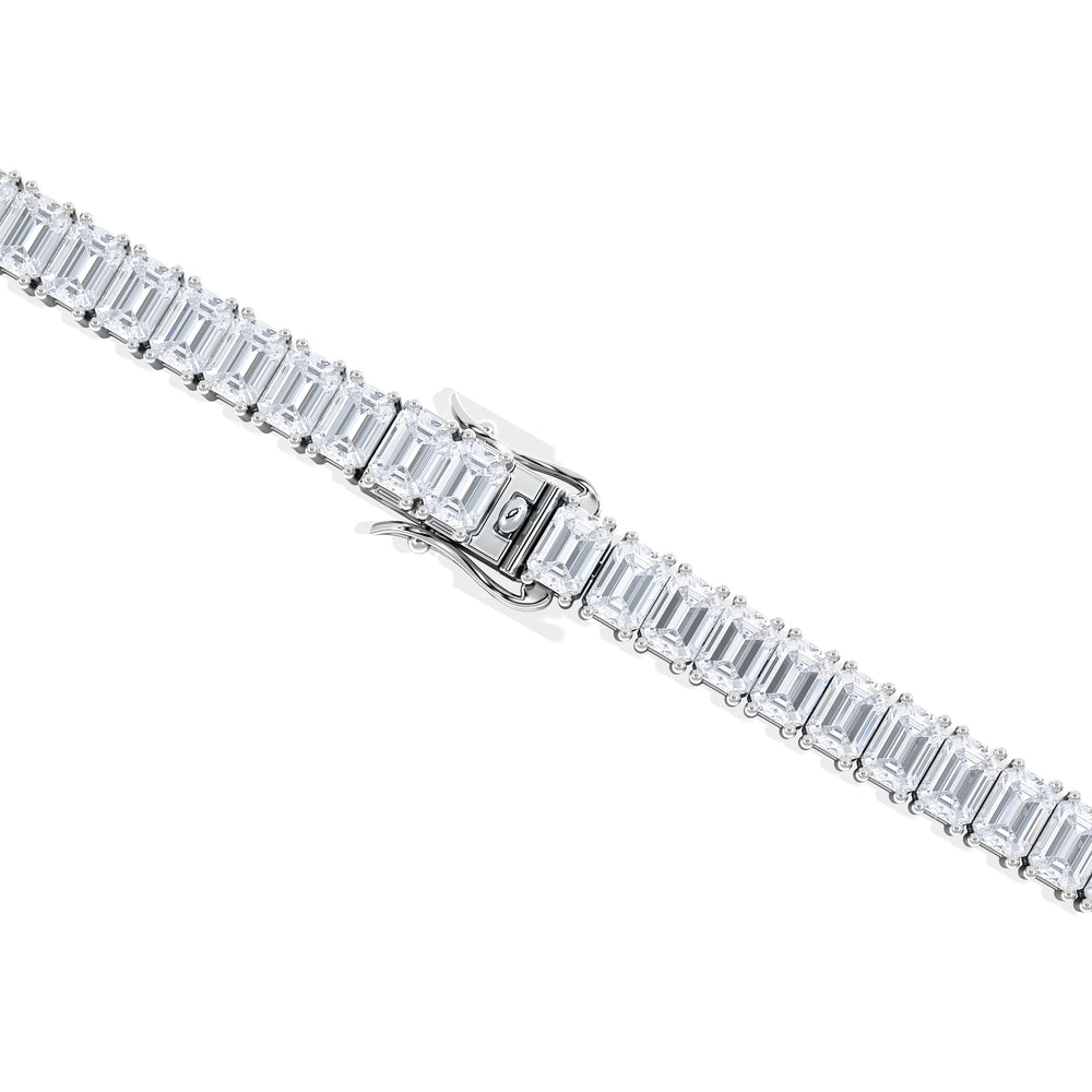 LUXE 12.00ct Lab Diamond Tennis Bracelet with IGI Certified Emerald-Cut Diamonds in 18K White Gold