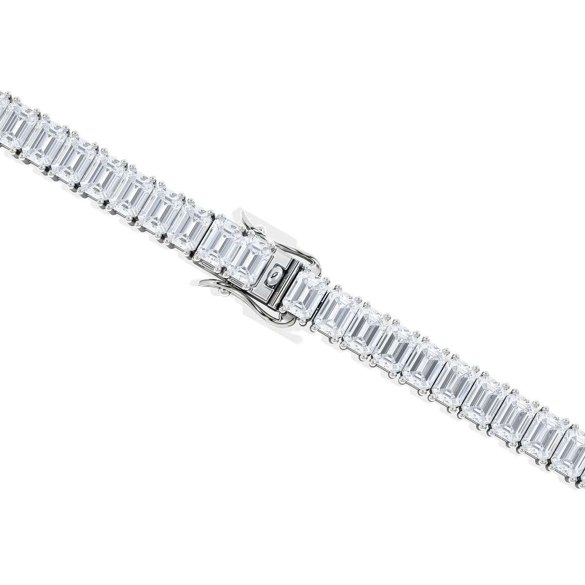 LUXE 12.00ct Lab Diamond Tennis Bracelet with IGI Certified Emerald-Cut Diamonds in 18K White Gold