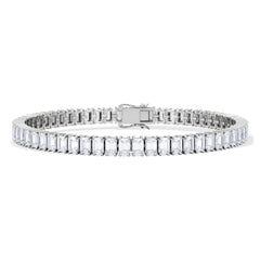 LUXE 12.00ct Lab Diamond Tennis Bracelet with IGI Certified Emerald-Cut Diamonds in 18K White Gold
