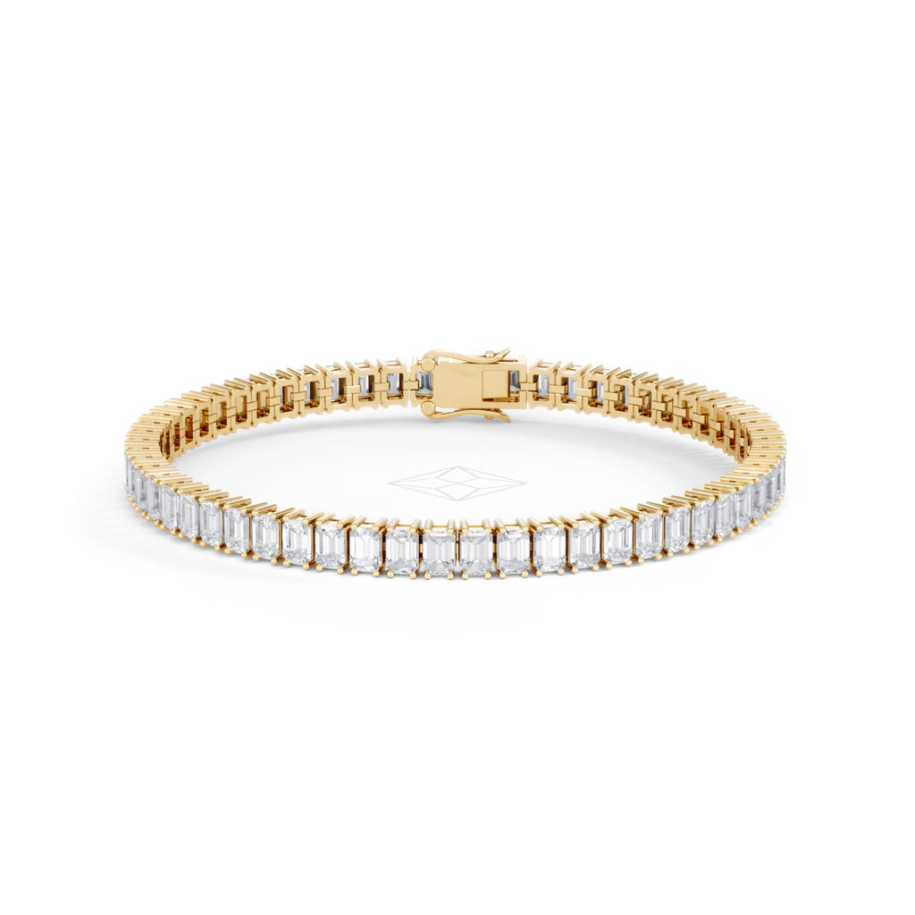 LUXE 12.00ct Lab Diamond Tennis Bracelet with IGI Certified Emerald-Cut Diamonds in 18K Yellow Gold
