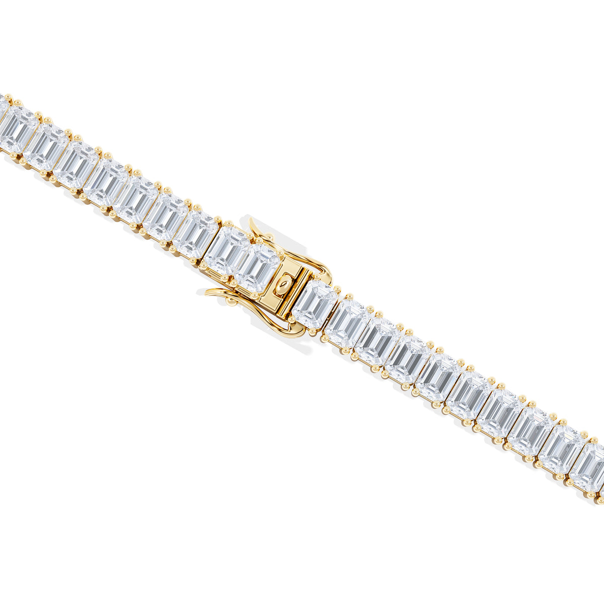 LUXE 12.00ct Lab Diamond Tennis Bracelet with IGI Certified Emerald-Cut Diamonds in 18K Yellow Gold
