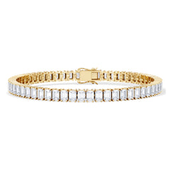 LUXE 12.00ct Lab Diamond Tennis Bracelet with IGI Certified Emerald-Cut Diamonds in 18K Yellow Gold