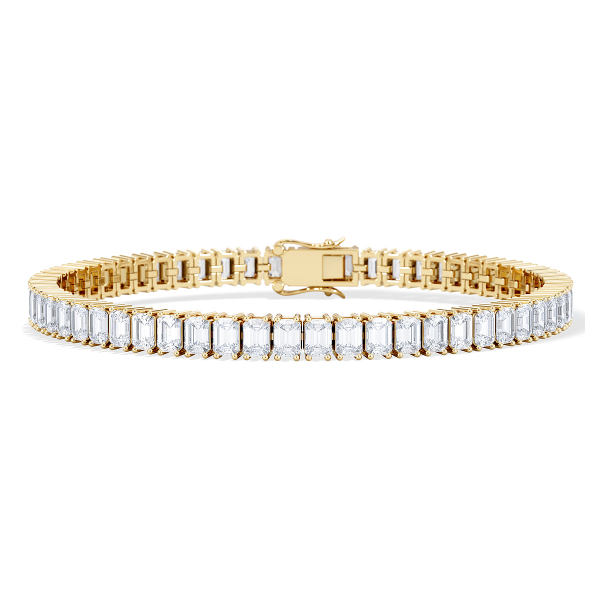 LUXE 12.00ct Lab Diamond Tennis Bracelet with IGI Certified Emerald-Cut Diamonds in 18K Yellow Gold