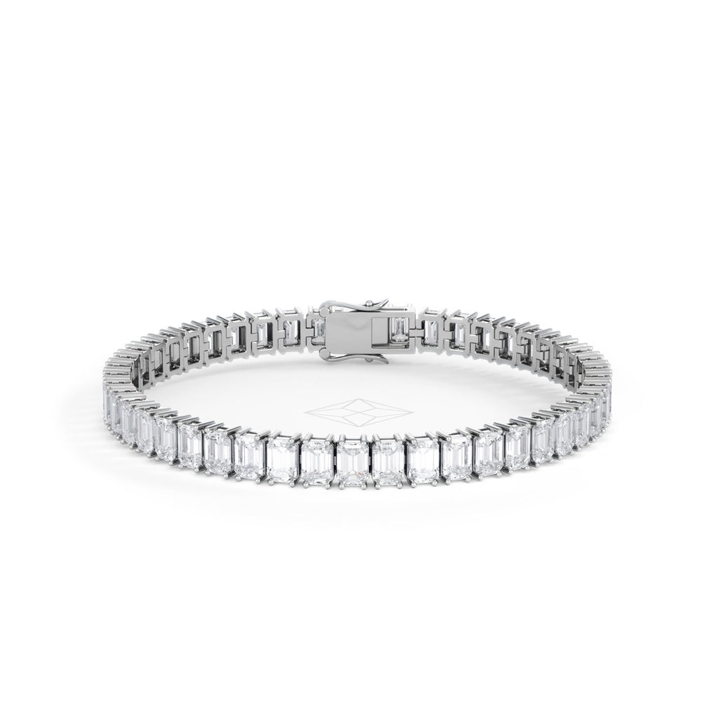 LUXE 17.00ct Lab Diamond Tennis Bracelet with IGI Certified Emerald-Cut Diamonds in 18K White Gold