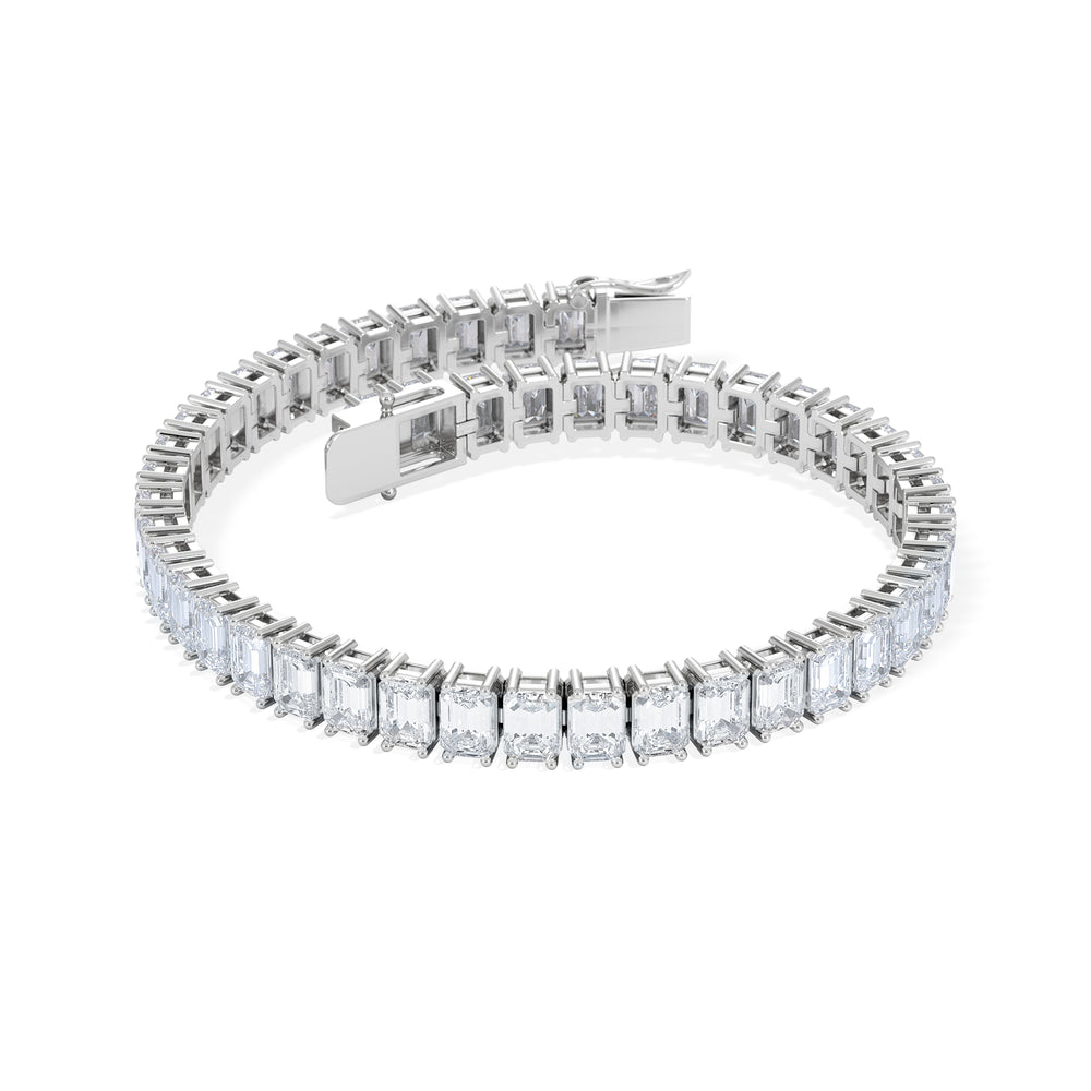 LUXE 17.00ct Lab Diamond Tennis Bracelet with IGI Certified Emerald-Cut Diamonds in 18K White Gold